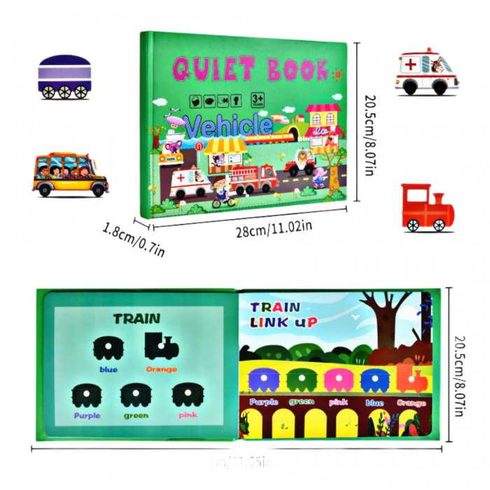 Carte educativa cu stickere reutilizabile Quiet Book - Vehicule, 10 pagini [6]
