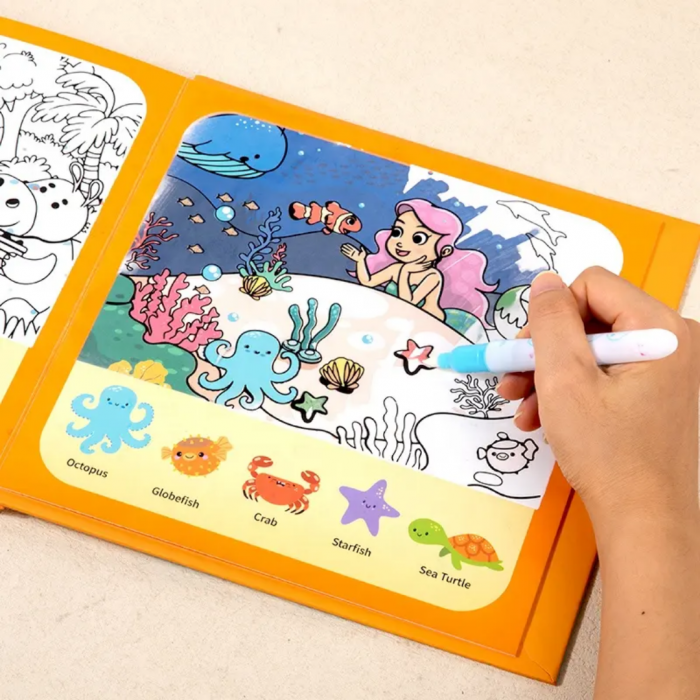 Carte educativa cu Stickere Reutilizabile si Pictura cu Apa Quiet Book Animale, multicolor [2]