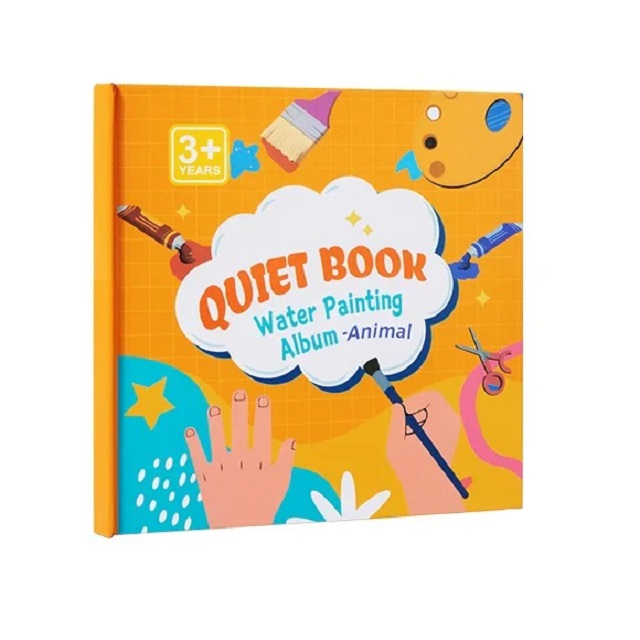 Carte educativa cu Stickere Reutilizabile si Pictura cu Apa Quiet Book Animale, multicolor [1]