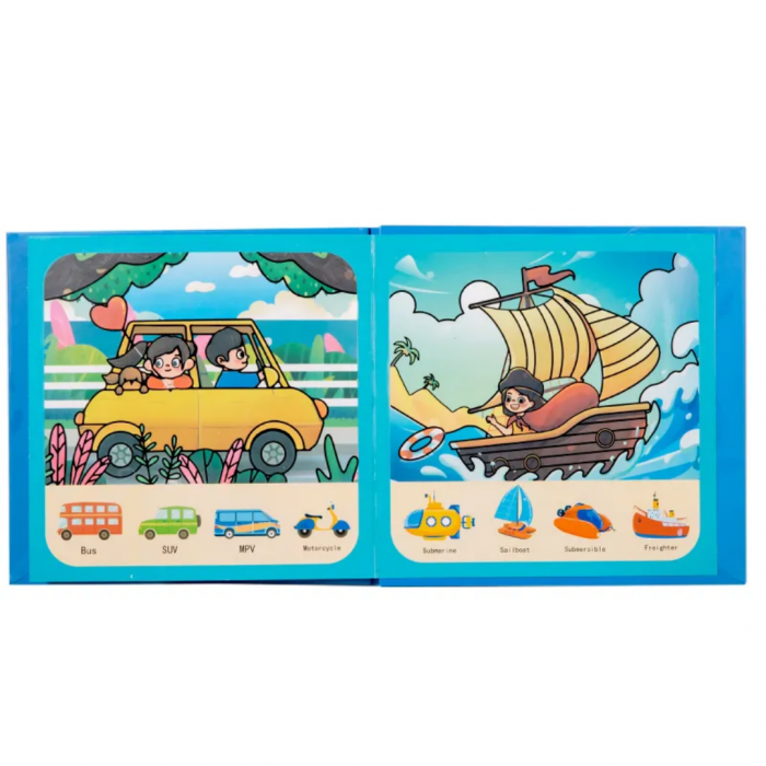 Carte educativa cu Stickere Reutilizabile si Pictura cu Apa Quiet Book Vehicule, multicolor [6]
