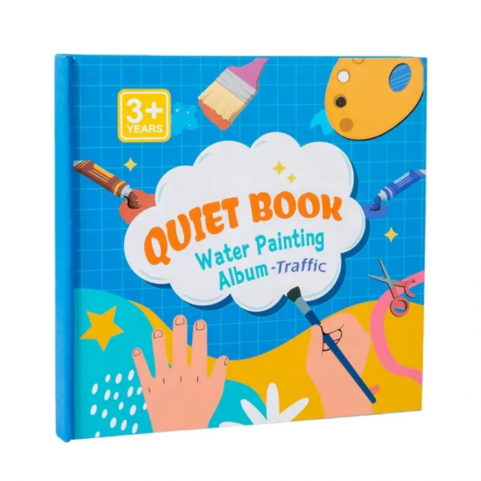 Carte educativa cu Stickere Reutilizabile si Pictura cu Apa Quiet Book Vehicule, multicolor [1]