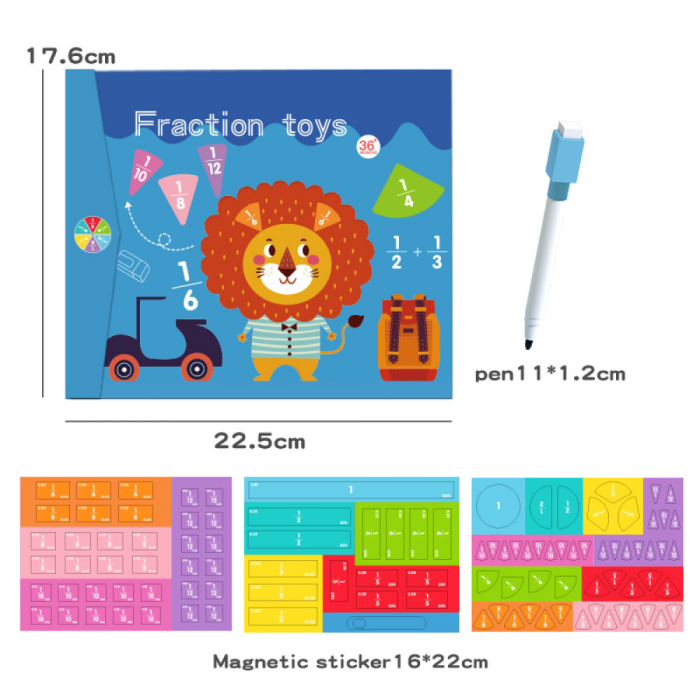 Carte magnetica aritmetica Invatarea Fractiilor, multicolor [6]