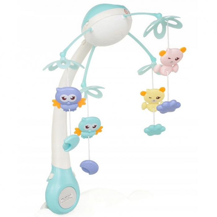 Carusel Interactiv Rotire 360°, Efecte Luminoase si Sonore, 500 Melodii, Albastru [10]