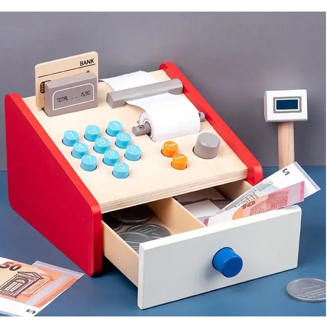 Casa de marcat din lemn cu accesorii pentru copii, multicolor [5]