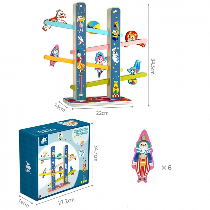 Cascada Acrobatilor Jucarie din lemn, Pista cu etaje, multicolor [7]