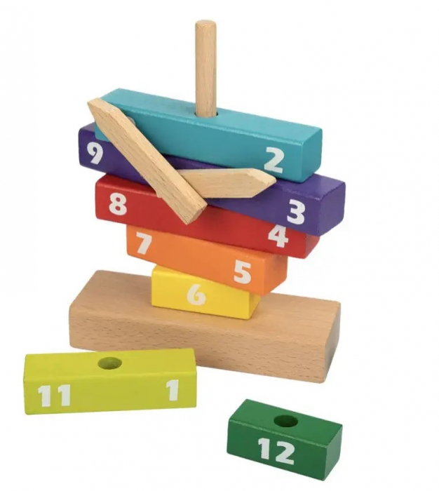 Ceas din lemn Stivuire  Curcubeu, multicolor [4]