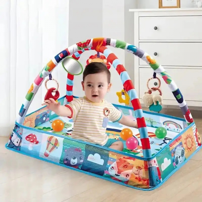 Centru de Activitati, Saltea si Tarc de joaca 2 in 1, 8 bile, multicolor [4]