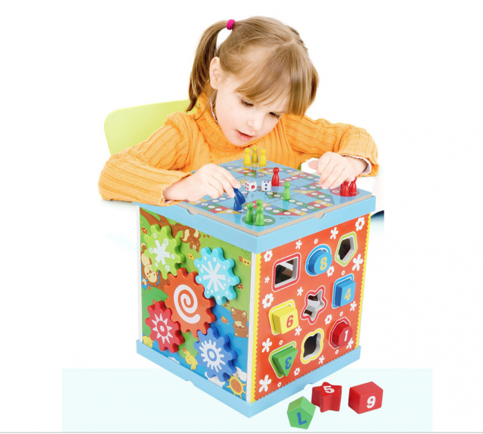 Cub educativ multifunctional Montessori din lemn 6 in 1 Wisdom [2]