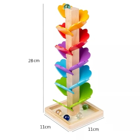 Circuit din lemn cu bile din sticla, Pagoda Ball Game, 28 cm, multicolor [9]