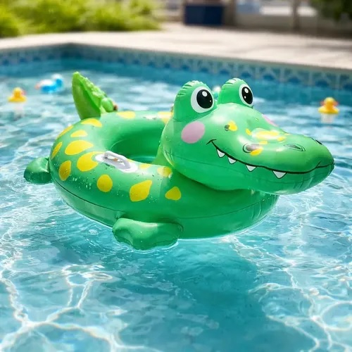 Colac Crocodil cu chilotel si manere pentru copii, 72x55 cm, verde [4]