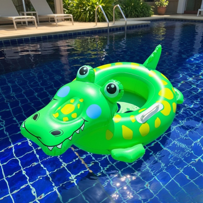 Colac Crocodil cu chilotel si manere pentru copii, 72x55 cm, verde [2]