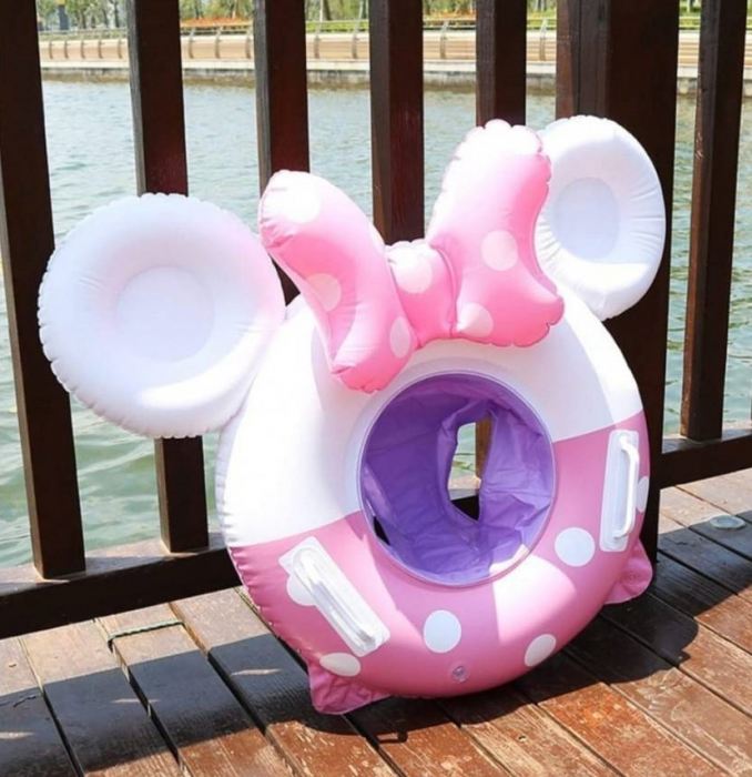 Colac cu chilotel si manere pentru bebelusi Minnie Mouse, alb/roz [2]