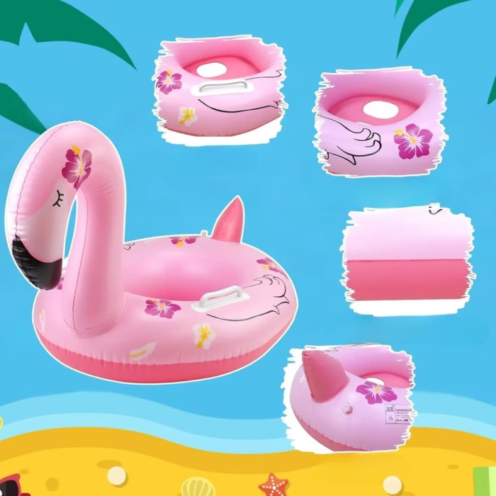 Colac Flamingo cu chilotel si manere pentru copii, 70x55 cm, roz [4]