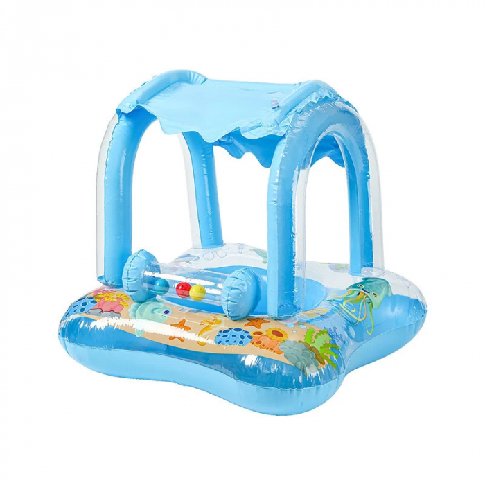 Colac gonflabil barcuta cu acoperis si suport pentru copii Kiddie Float, albastru [1]