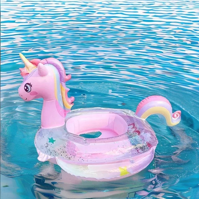 Colac gonflabil Unicorn Rainbow cu suport pentru copii, multicolor [4]