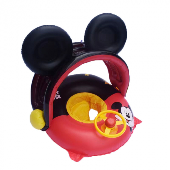 Colac inot gonflabil cu volan, acoperis si suport pentru copii Mickey Mouse [2]