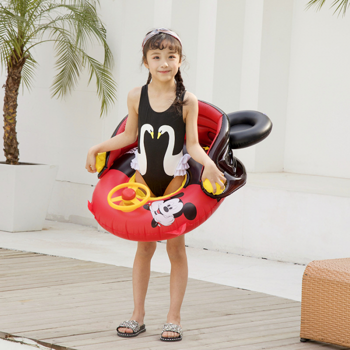 Colac inot gonflabil cu volan, acoperis si suport pentru copii Mickey Mouse [4]