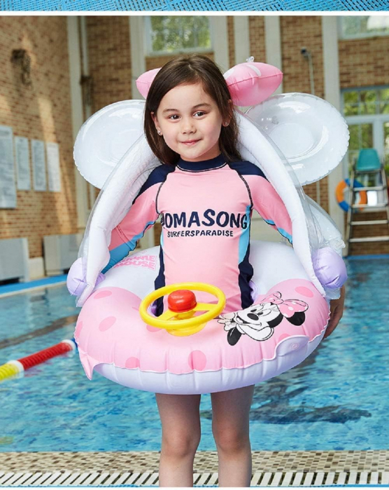 Colac inot gonflabil cu volan, acoperis si suport pentru copii Minnie Mouse [6]
