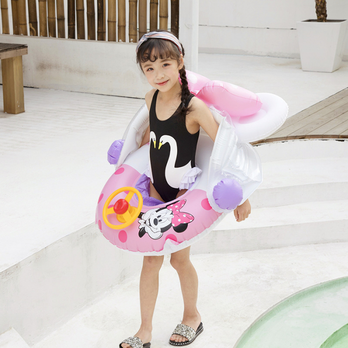 Colac inot gonflabil cu volan, acoperis si suport pentru copii Minnie Mouse [3]