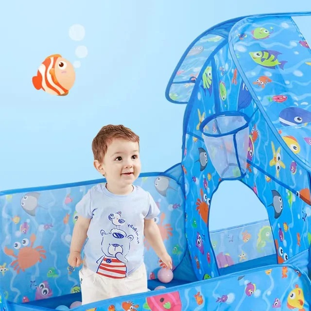Cort de joaca 2 in 1 pentru copii cu 100 de bile multicolore incluse, format din casuta si piscina [3]