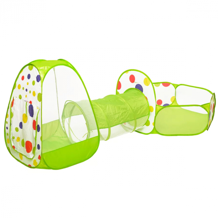 Cort de joaca 3 in 1 ideal pentru copii, format din cort, tunel intermediar si piscina, verde [2]