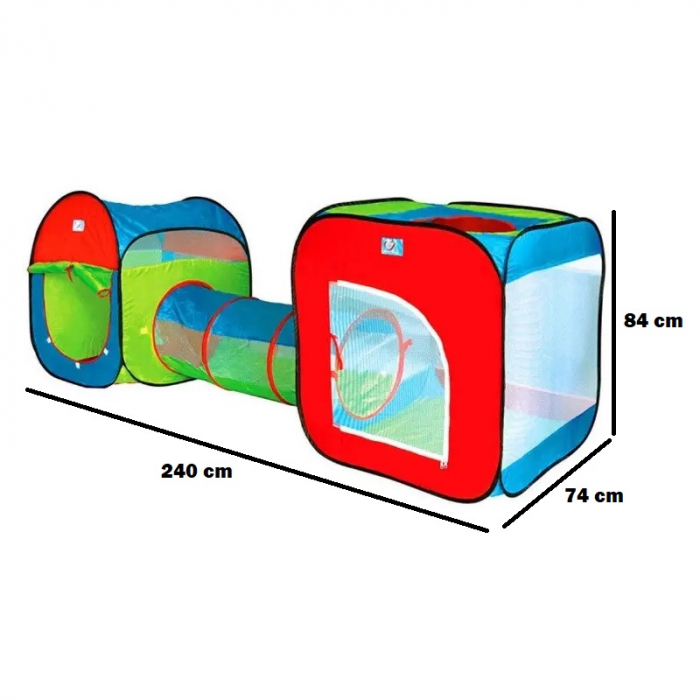 Cort de joaca cu tunel 3 in 1 Supertent, 100 de bile multicolore incluse, multicolor [5]