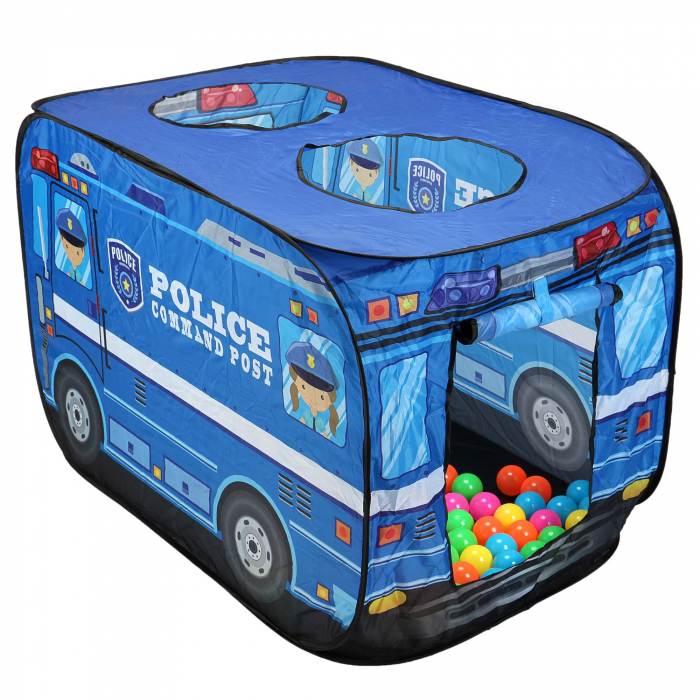 Cort de joaca masina de politie cu 100 bile multicolor [5]