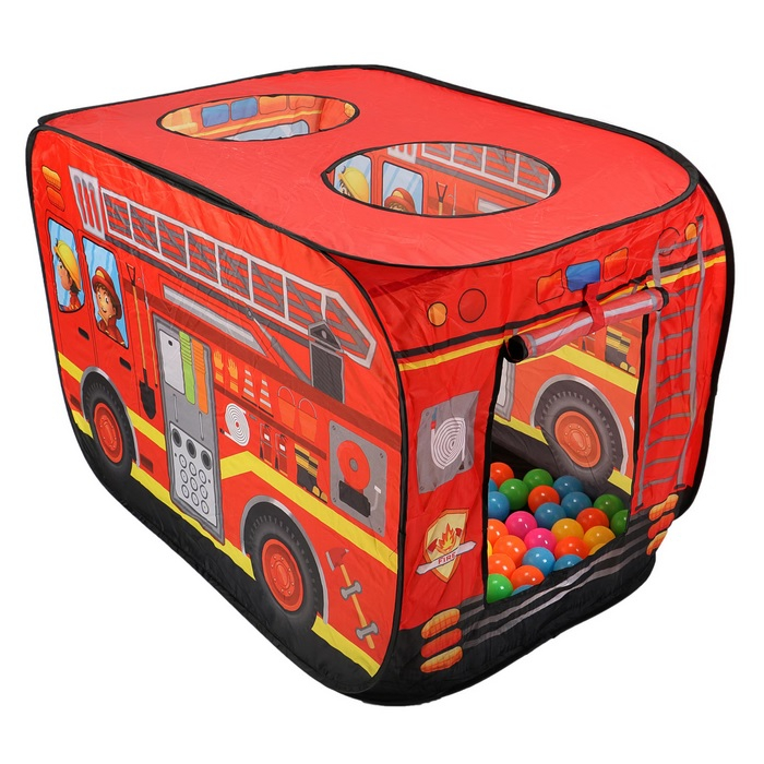 Cort de joaca pentru copii Masina de Pompieri cu 100 de bile, multicolor [2]