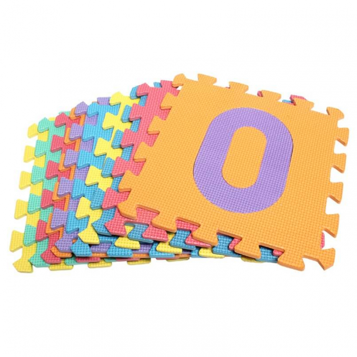 Covor din spuma tip puzzle cu Cifre pentru copii, antiderapant, termoizolant, impermeabil, 10 piese, 29 x 29 x 0.8 cm, multicolor [2]