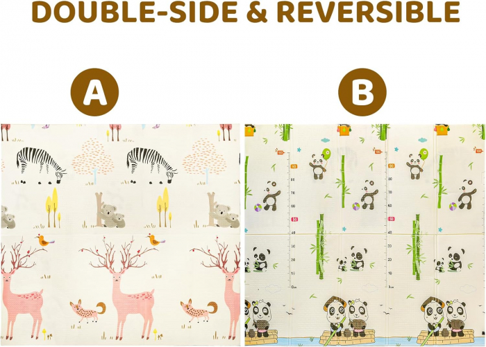 Covoras de joaca termic 180x200 cm pliabil cu doua fete Animale Salbatice [2]
