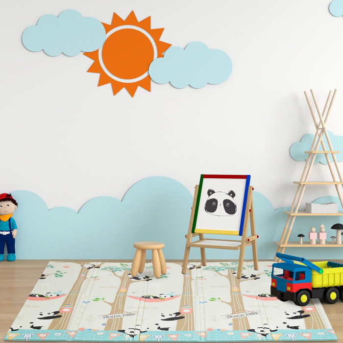 Covoras de joaca termic 180x200 cm pliabil cu doua fete Ursuletii Veseli [6]