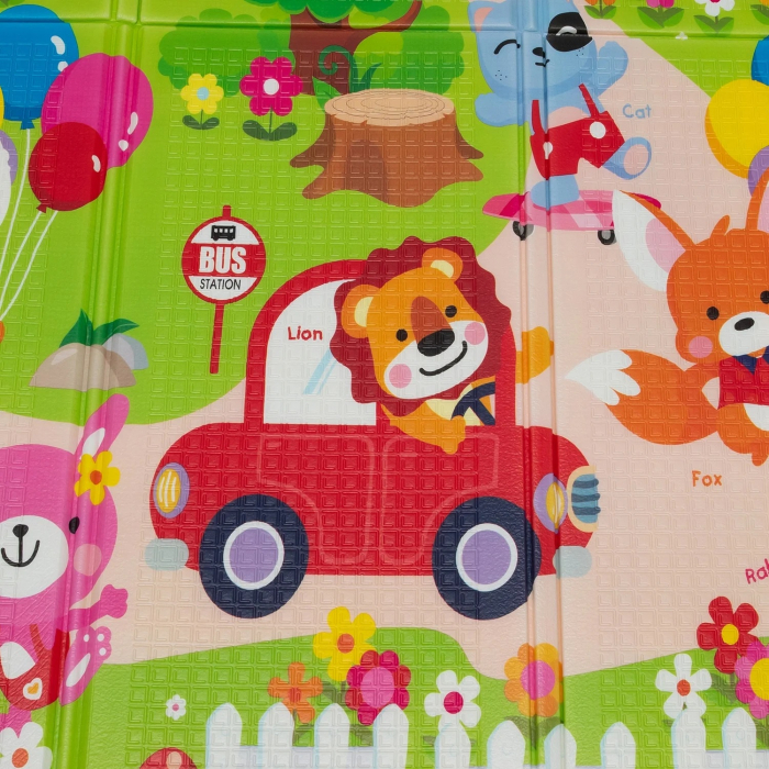 Covoras de joaca termic 180x200 cm pliabil cu doua fete Vulpea si Parcul de Distractii [5]