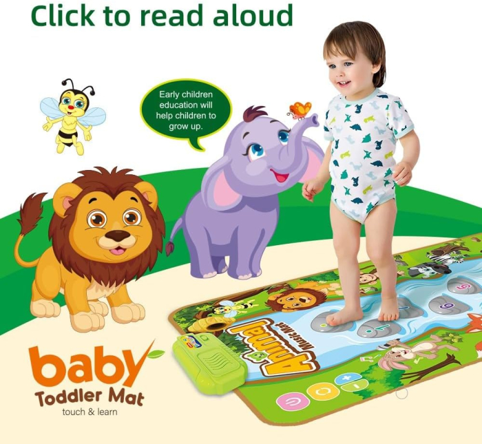 Covoras muzical interactiv cu Animale, 27 sunete si cantece, 80x50 cm, multicolor [2]