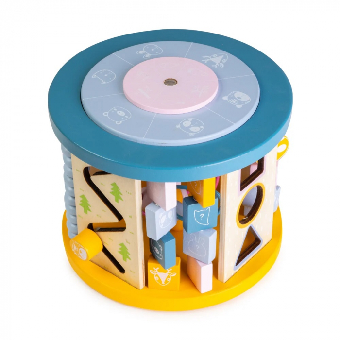 Cub educativ din lemn 11 in 1 cu Bead Winding, multicolor [6]
