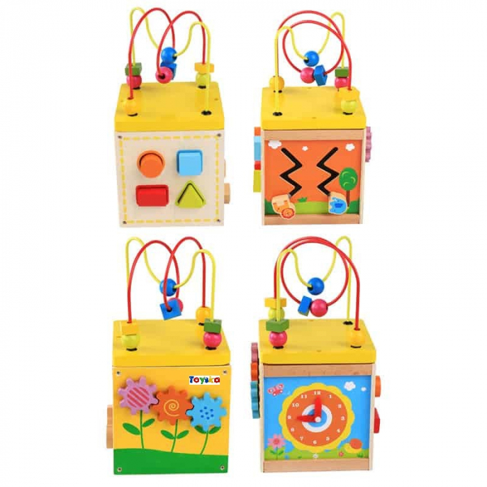 Cub educativ Montessori 5 in 1 Multi Maze Box, multicolor [2]