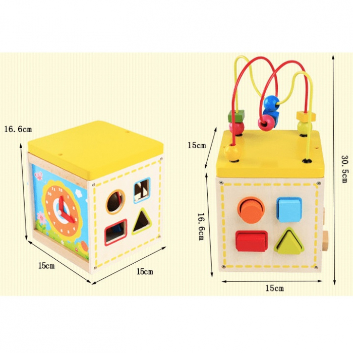 Cub educativ Montessori 5 in 1 Multi Maze Box, multicolor [6]