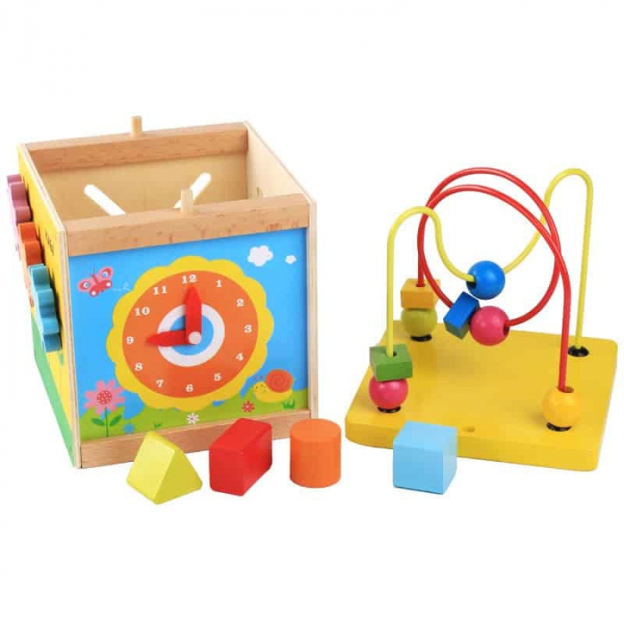 Cub educativ Montessori 5 in 1 Multi Maze Box, multicolor [3]
