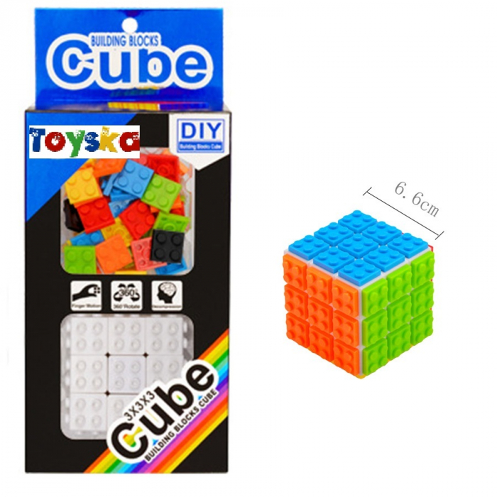 Cub Rubik 3x3x3 cu piese lego DIY, multicolor [5]