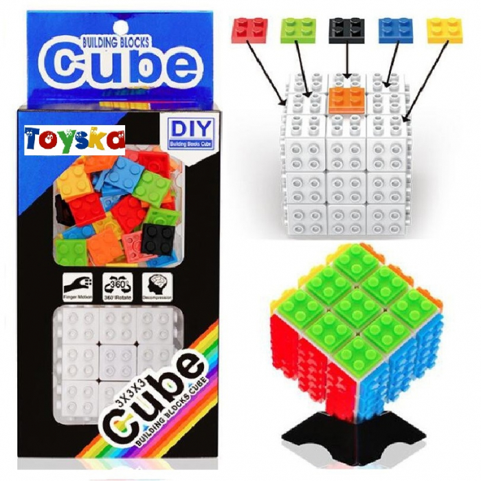 Cub Rubik 3x3x3 cu piese lego DIY, multicolor [4]