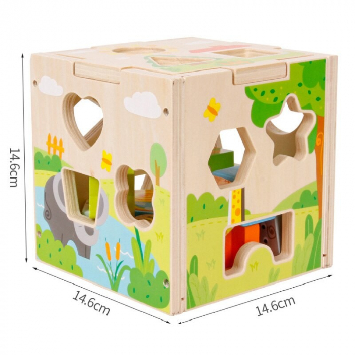 Cub Sortator din Lemn Safari, 15 piese [6]