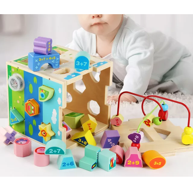 Cub sortator educativ din lemn Ohye, 23 piese, multicolor [3]