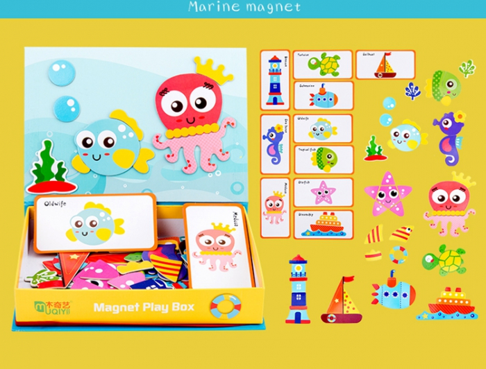Cutie cu puzzle Magnetic Play Box Animale Marine, 72 piese, multicolor [5]