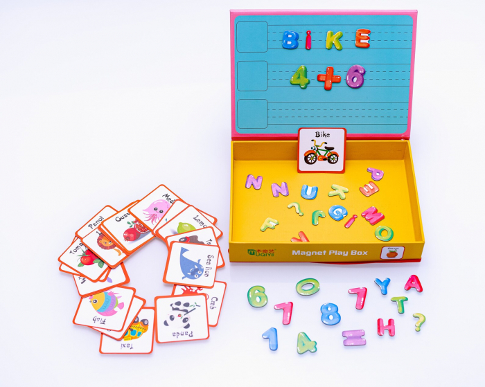 Cutie cu puzzle Magnetic Play Box Cifre si Litere, 101 piese, multicolor [4]