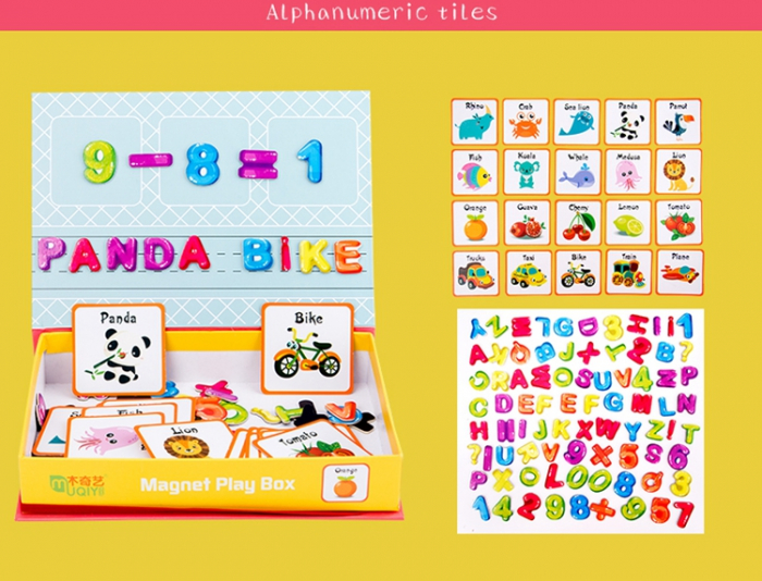 Cutie cu puzzle Magnetic Play Box Cifre si Litere, 101 piese, multicolor [5]