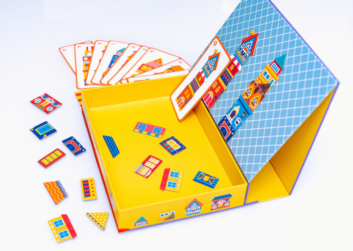 Cutie cu puzzle Magnetic Play Box Constructii, 74 piese, multicolor [4]