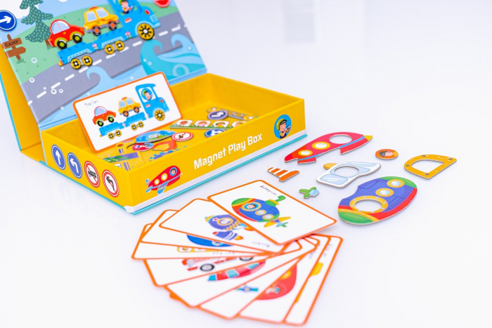 Cutie cu puzzle Magnetic Play Box Vehicule, 75 piese, multicolor [2]