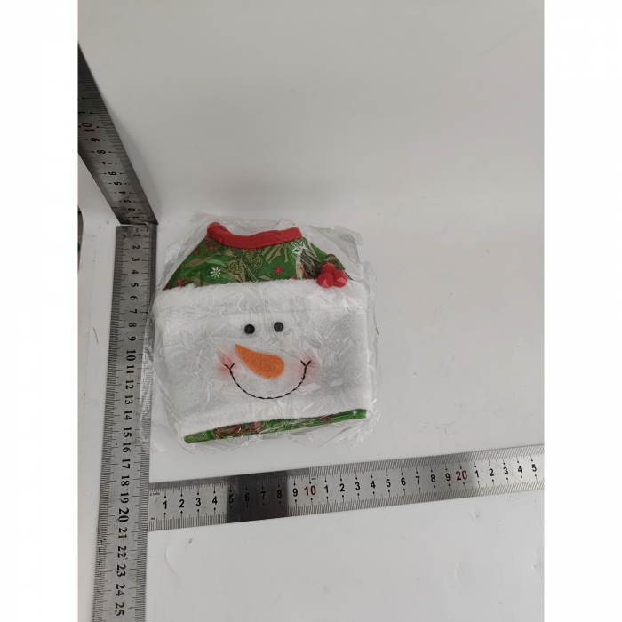 Cutie Decorativa pentru Servetele, Model Om de Zapada, Tematica Craciun, Verde [2]