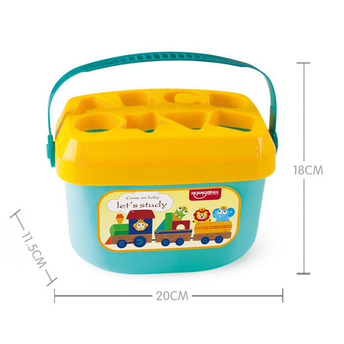 Cutie sortator forme geometrice si litere Baby First Blocks, 16 piese, multicolor [7]