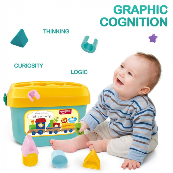 Cutie sortator forme geometrice si litere Baby First Blocks, 16 piese, multicolor [3]