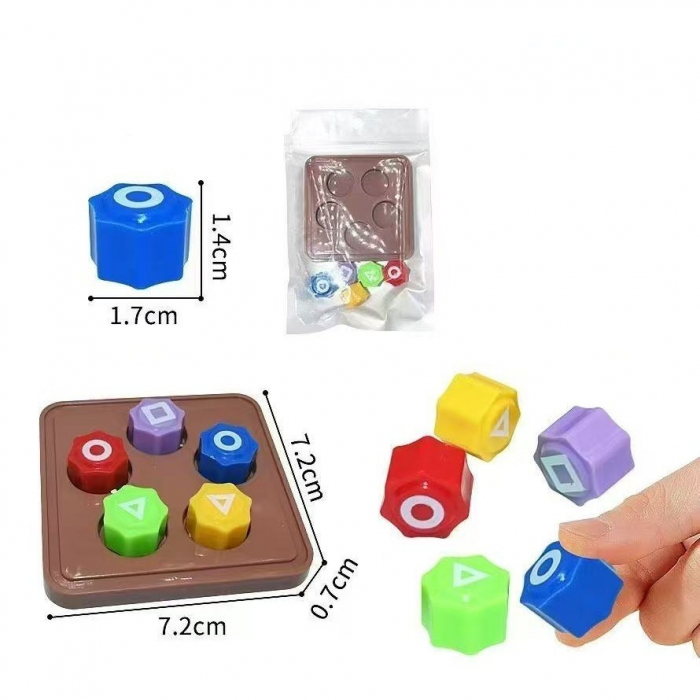 Gonggi Joc Traditional Coreean, Squid Game si Jocul Calamarului, Set 5 Piese Multicolore, Tabla Patrata Maro [6]